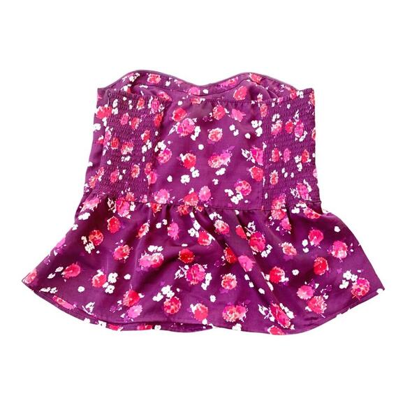 American Eagle AE Strapless Floral Sweetheart Neckline Peplum Bodice Top Large - Picture 1 of 11